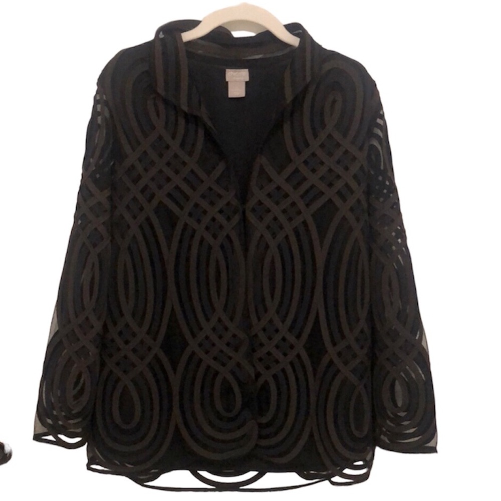 Chico's Black and Gray Patterned Blazer